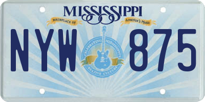 MS license plate NYW875