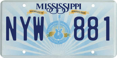 MS license plate NYW881