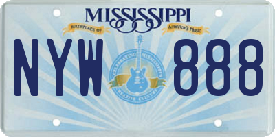 MS license plate NYW888