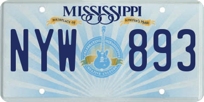 MS license plate NYW893