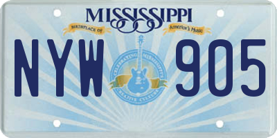MS license plate NYW905