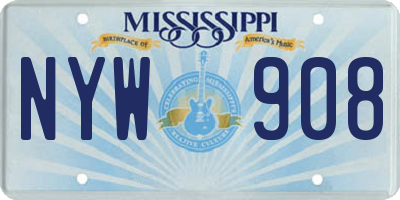 MS license plate NYW908
