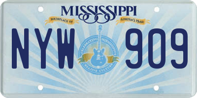 MS license plate NYW909