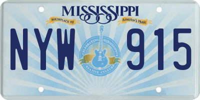 MS license plate NYW915