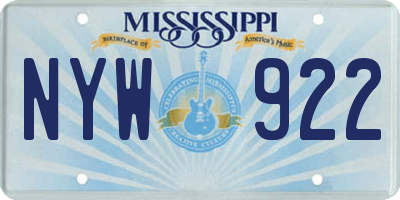 MS license plate NYW922