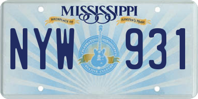 MS license plate NYW931