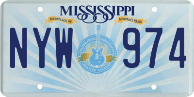 MS license plate NYW974