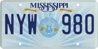 MS license plate NYW980
