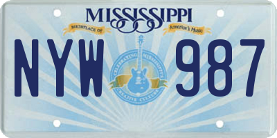 MS license plate NYW987