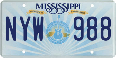 MS license plate NYW988