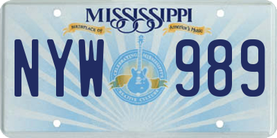 MS license plate NYW989