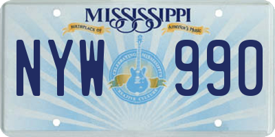 MS license plate NYW990