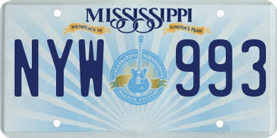 MS license plate NYW993