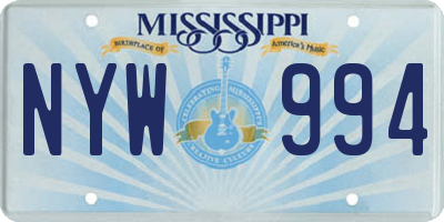 MS license plate NYW994