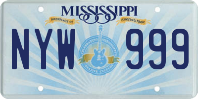 MS license plate NYW999