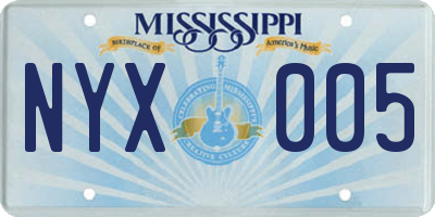 MS license plate NYX005