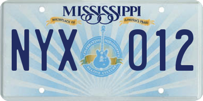 MS license plate NYX012