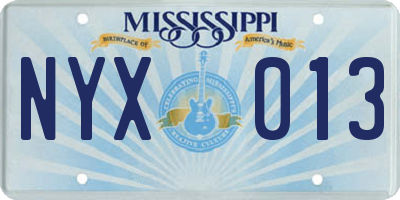 MS license plate NYX013