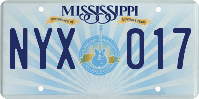 MS license plate NYX017