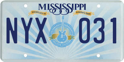MS license plate NYX031