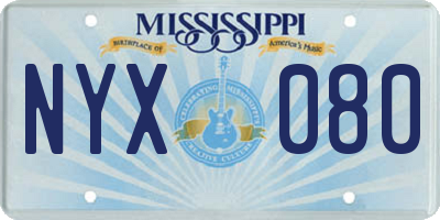 MS license plate NYX080