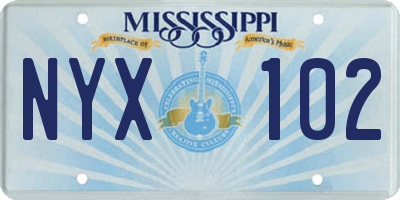 MS license plate NYX102