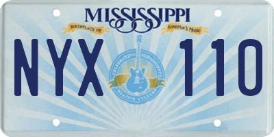 MS license plate NYX110
