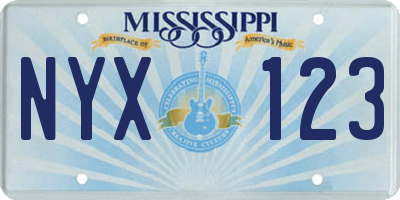 MS license plate NYX123