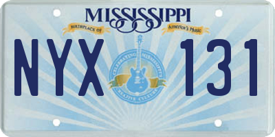 MS license plate NYX131