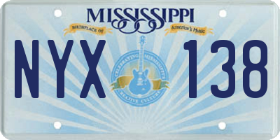 MS license plate NYX138