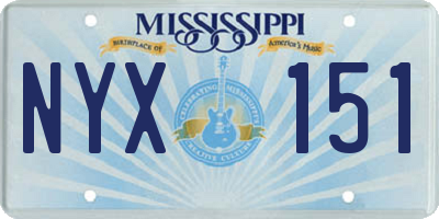 MS license plate NYX151
