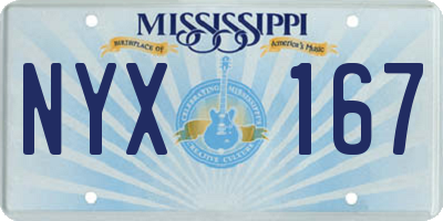MS license plate NYX167