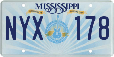 MS license plate NYX178