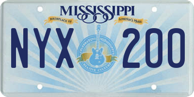 MS license plate NYX200