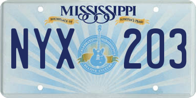 MS license plate NYX203