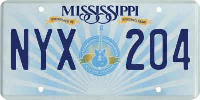MS license plate NYX204