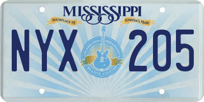MS license plate NYX205