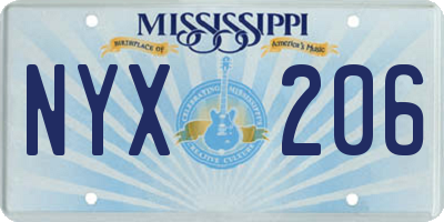 MS license plate NYX206