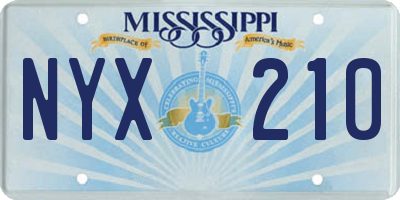MS license plate NYX210