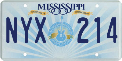 MS license plate NYX214