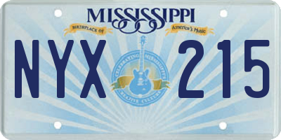 MS license plate NYX215