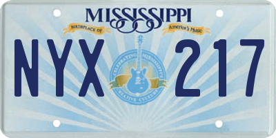 MS license plate NYX217