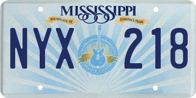 MS license plate NYX218