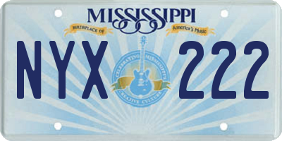 MS license plate NYX222
