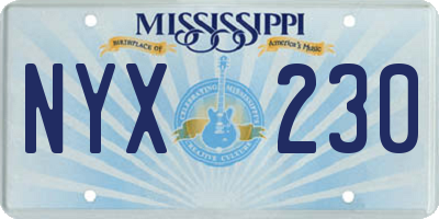 MS license plate NYX230