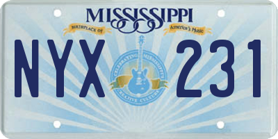 MS license plate NYX231