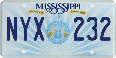 MS license plate NYX232