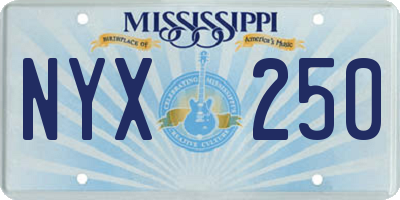 MS license plate NYX250