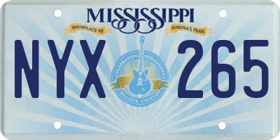 MS license plate NYX265