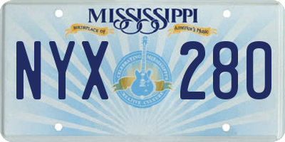 MS license plate NYX280